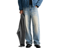 Sun Fade Raw Hem Denim Jeans
