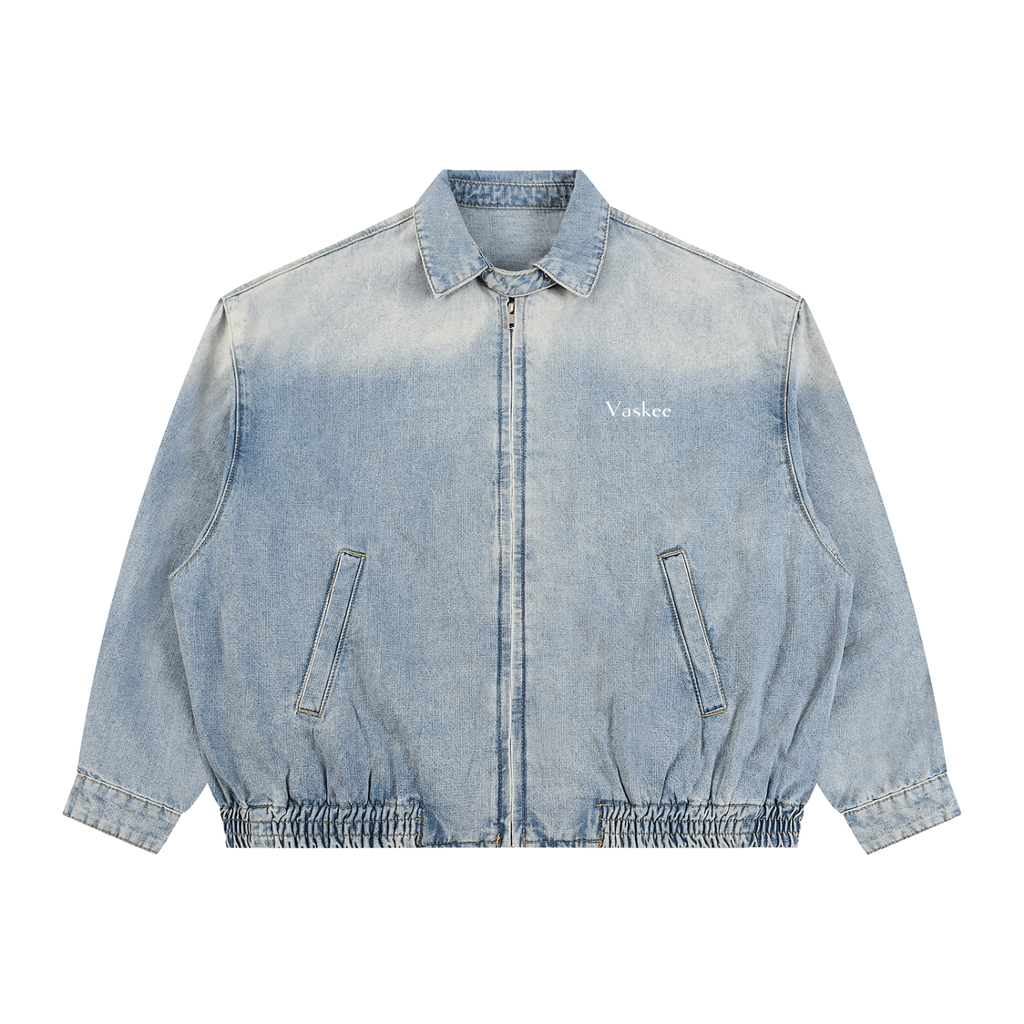 Vintage Wash Full-Zip Denim Jacket